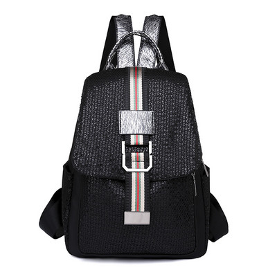 Naiste seljakott musta värvi ja tekstiilist rihmadega