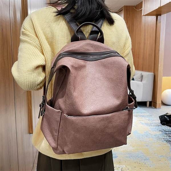 Uut mudelit naiste nahast seljakott luku ja metallpandlaga