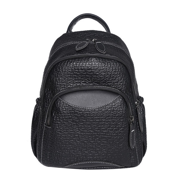 Napi női hátizsák fekete bőrből, fekete színben