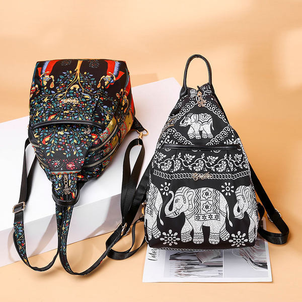 Naiste vabaaja värvilise mustriga tekstiilist seljakott