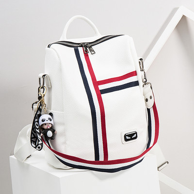 Öko-nahast ruudukujuline naiste seljakott võtmehoidjaga