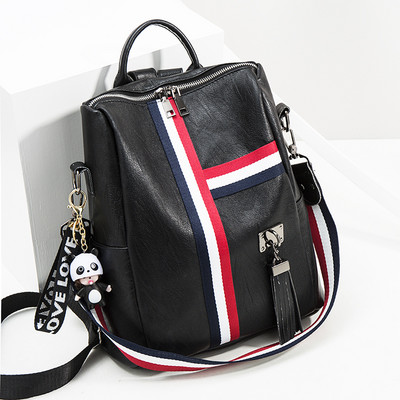 Öko-nahast ruudukujuline naiste seljakott võtmehoidjaga