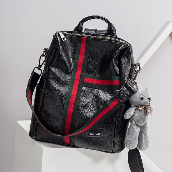 Öko-nahast ruudukujuline naiste seljakott võtmehoidjaga