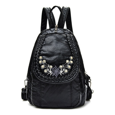 Moodne naiste seljakott kunstnahast tikandiga