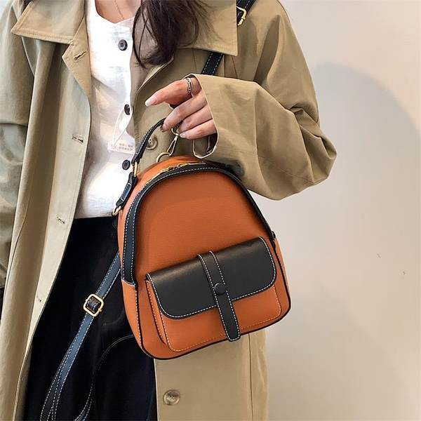 Stiilne naiste nahast miniseljakott lühikese ja pika sangaga