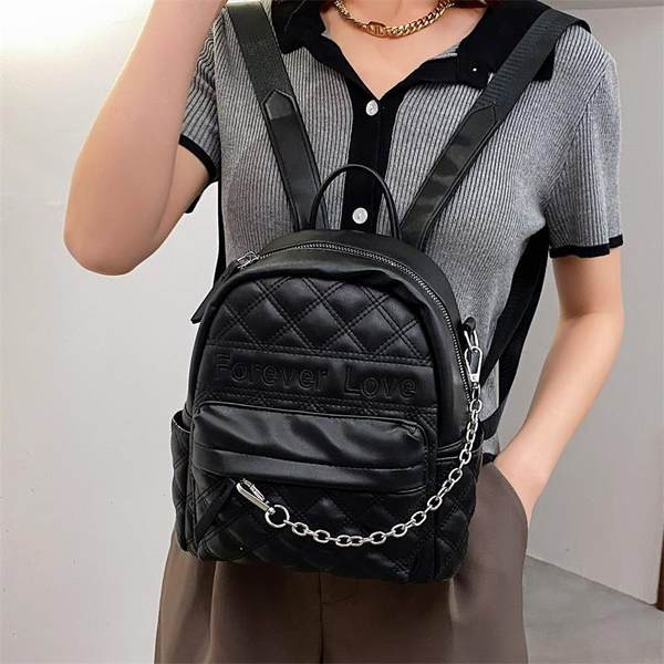 Moodne mini nahast seljakott metallist ketiga