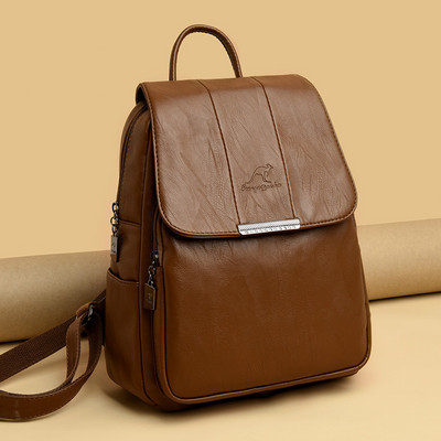 Γυναικείο έκο δερμάτινο σακίδιο πλάτης απλό μοντέλο με μεταλλικό στοιχείο