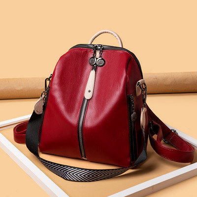 Κομψό έκο δερμάτινο γυναικείο σακίδιο πλάτης με φερμουάρ μπροστά