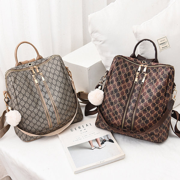 Γυναικείο σακίδιο πλάτης σε μπεζ και καφέ χρώμα