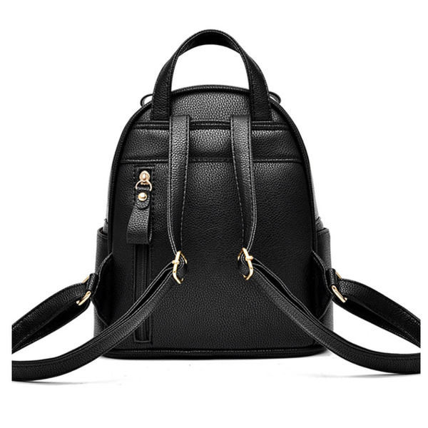Stiilne naiste nahast seljakott metallelemendi ja eesmise lukuga