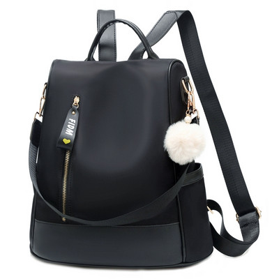 Γυναικείο υφασμάτινο σακίδιο πλάτης με φερμουάρ μπροστά απλό μοντέλο