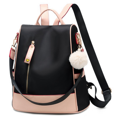 Γυναικείο υφασμάτινο σακίδιο πλάτης με φερμουάρ μπροστά απλό μοντέλο