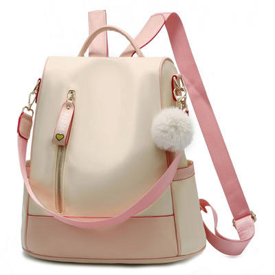 Γυναικείο υφασμάτινο σακίδιο πλάτης με φερμουάρ μπροστά απλό μοντέλο