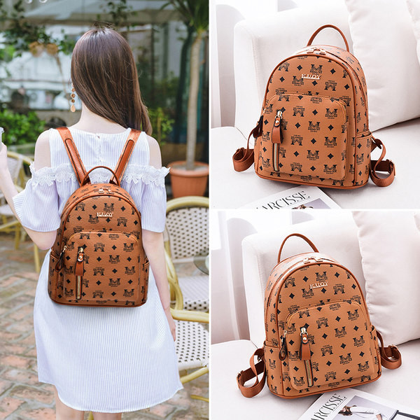 Kolmes värvitoonis esitaskuga ökonahast naiste seljakott