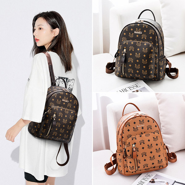 Kolmes värvitoonis esitaskuga ökonahast naiste seljakott