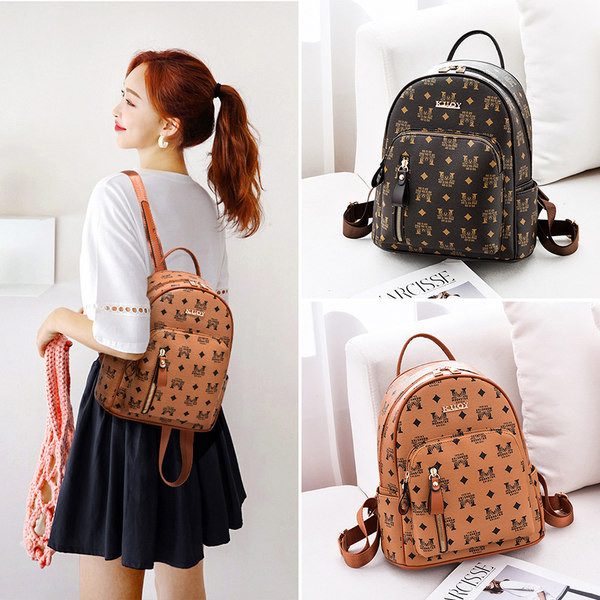 Kolmes värvitoonis esitaskuga ökonahast naiste seljakott