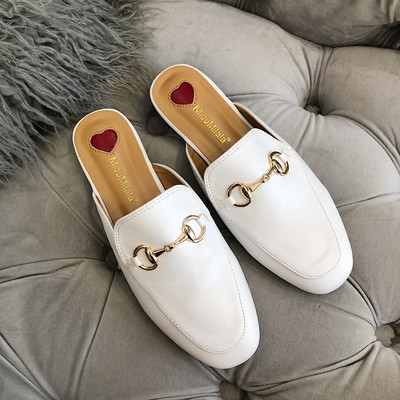 Дамски чехли от еко кожа с метална декорация - два модела