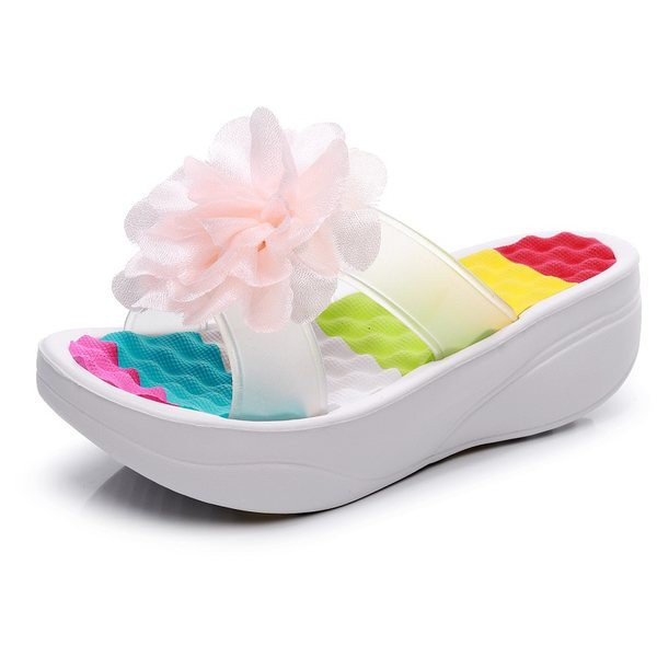 Ежедневни дамски чехли с 3D цветя в няколко цвята