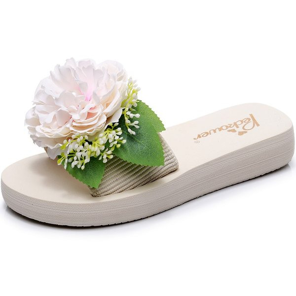 Дамски чехли с 3D елемент цвете 