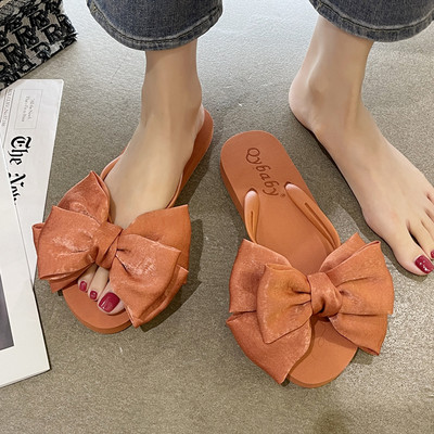 Дамски ежедневни  чехли с панделка в три цвята