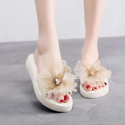 Ежедневни дамски чехли с 3D  цвете 