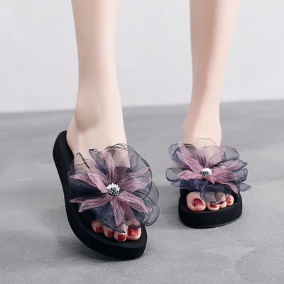 Ежедневни дамски чехли с 3D  цвете 