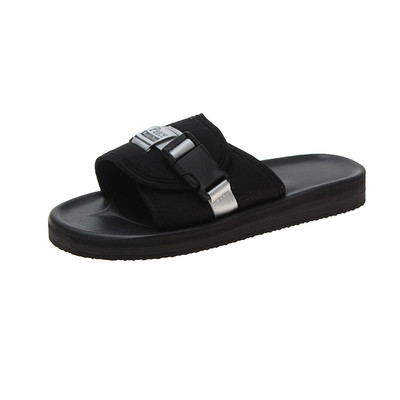 Ежедневни чехли с емблема в черен цвят