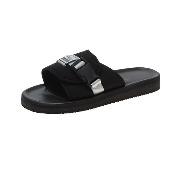 Ежедневни чехли с емблема в черен цвят