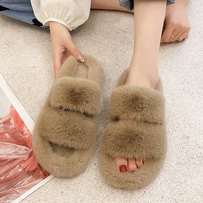 Дамски пухени чехли с равна подметка