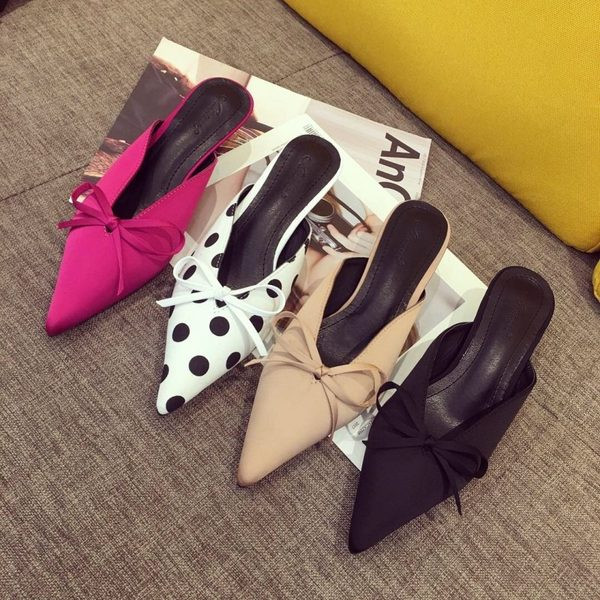 Дамски ежедневни чехли с панделка - заострен модел 