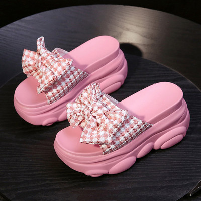 Ежедневни чехли с панделка и висока платформа