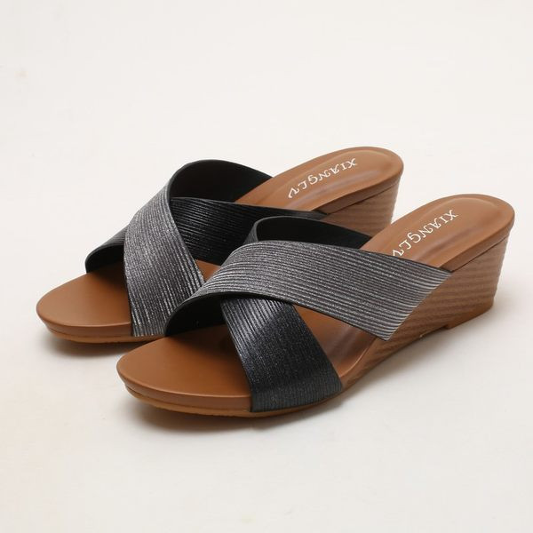 Дамски чехли с 3.5м платформа и кръстосани каишки