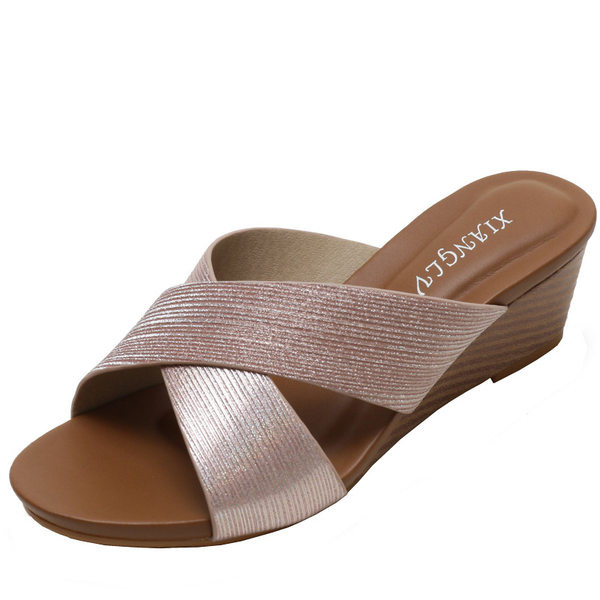 Дамски чехли с 3.5м платформа и кръстосани каишки