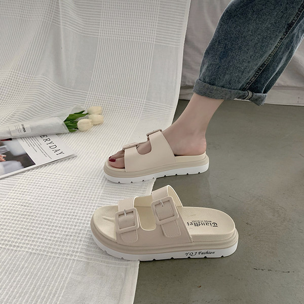 Papuci casual cu catarame și talpă plată