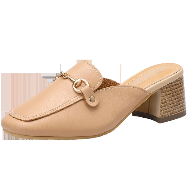 Papuci moderni de dama din imitatie de piele cu catarama metalica