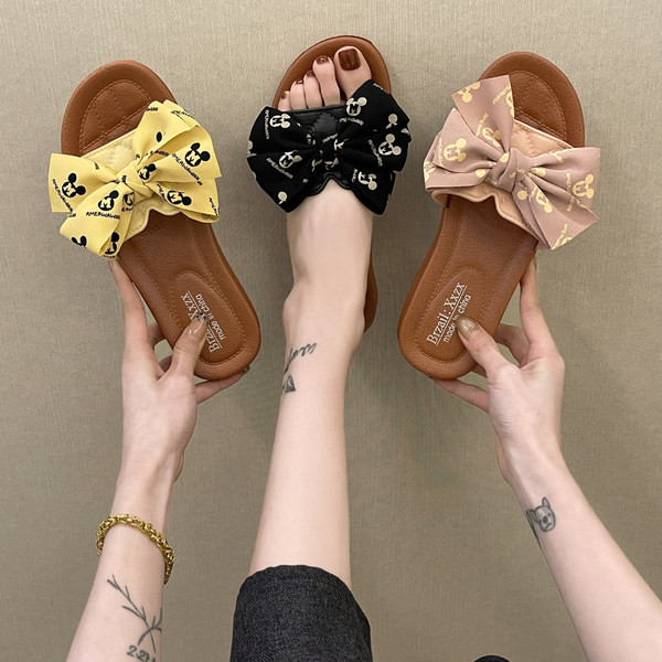 Модерни дамски чехли с панделка -няколко цвята