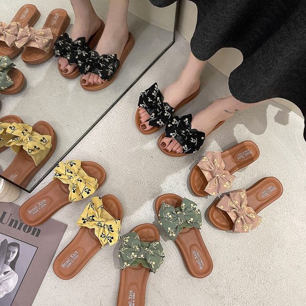 Модерни дамски чехли с панделка -няколко цвята