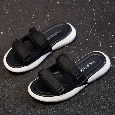 Ежедневни дамски чехли с велкро лепенки и равна подметка