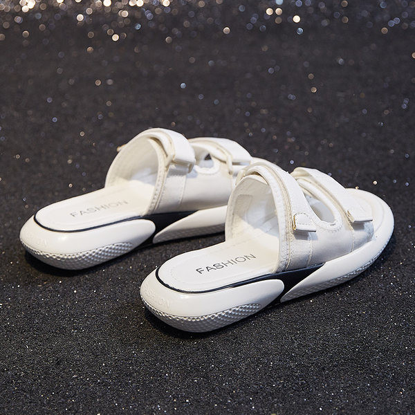 Ежедневни дамски чехли с велкро лепенки и равна подметка