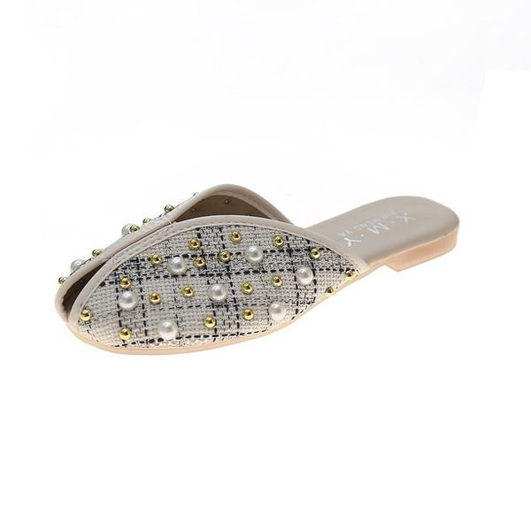 Дамски ежедневни чехли с декорация перли