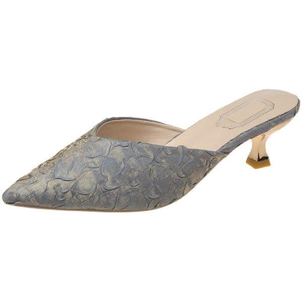 Дамски модерни чехли заострен модел с ток 5см