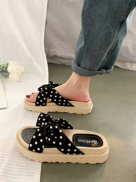 Нов модел дамски чехли с кръстосани каишка на точки