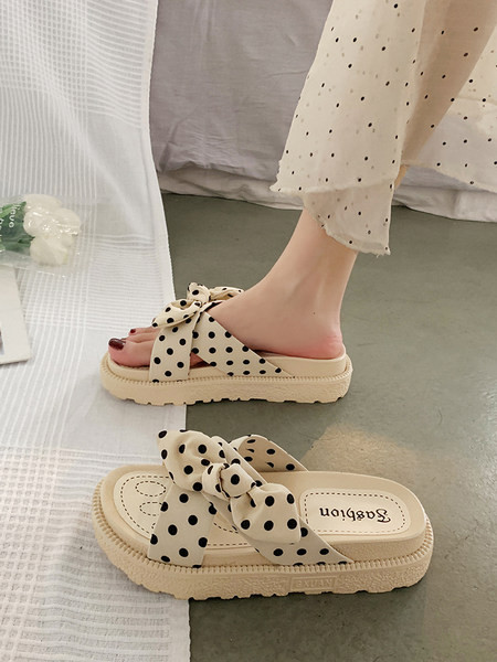 Нов модел дамски чехли с кръстосани каишка на точки