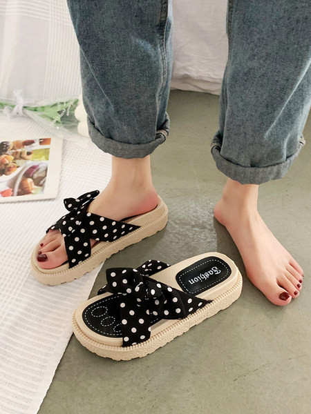 Нов модел дамски чехли с кръстосани каишка на точки