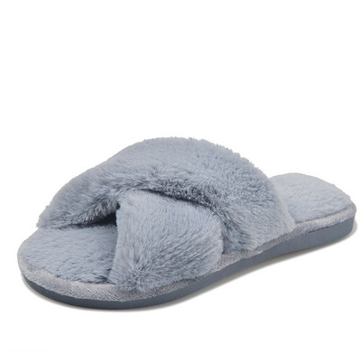 Дамски пухени чехли с кръстосани каишки