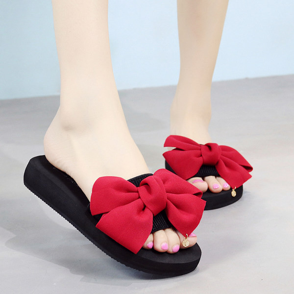 Ежедневни дамски чехли с  панделка