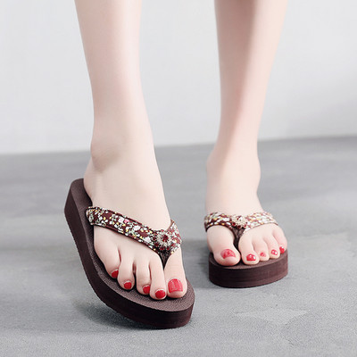 Дамски чехли през пръсти с равна подметка