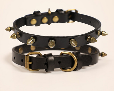 Кучешки нашийник от еко кожа с метални нитове