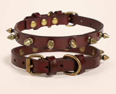 Кучешки нашийник от еко кожа с метални нитове