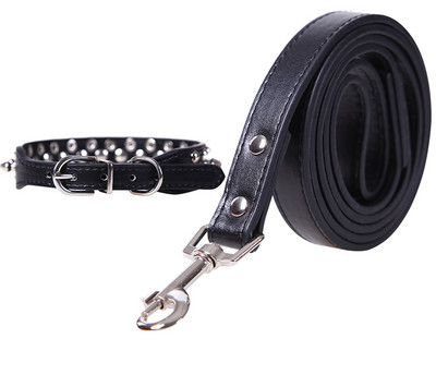 Кожен нашийник и повод с капси